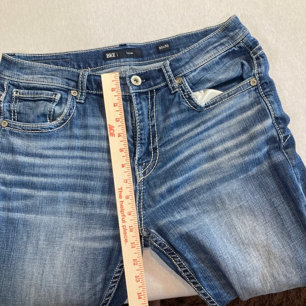 BKE Tyler Straight Leg Jeans Mens‎ 32x32 Medium Wash Distressed ABS23231R